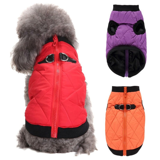 Winter Coat For Cat And Dog Has Zipper Closure.