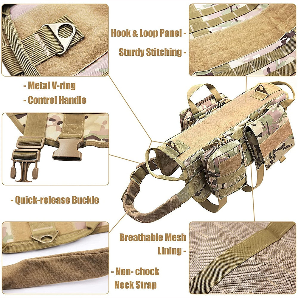 Tactical/Training Harness And Leash Set For Big Dogs